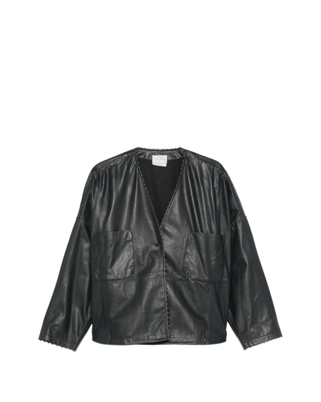 [Forte Forte] Leather Jacket FW26 15011MYJACKETPETROLE