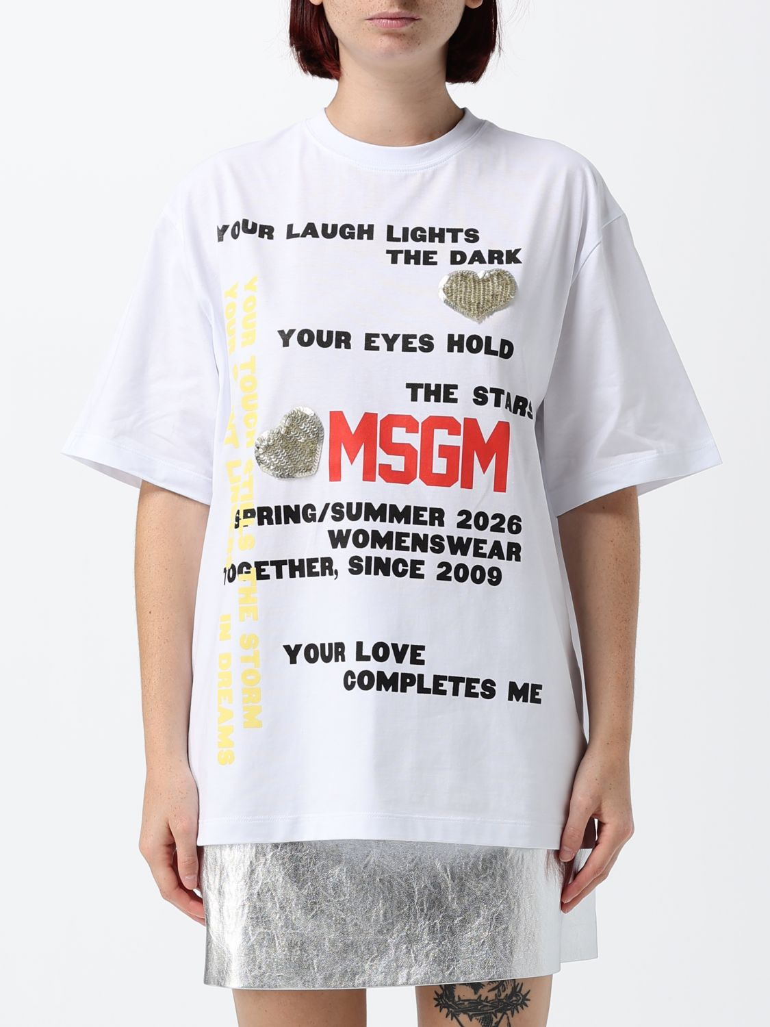 [MSGM] T-shirts Short Sleeve SS26 4042MDM102267002 OPTICAL WHITE