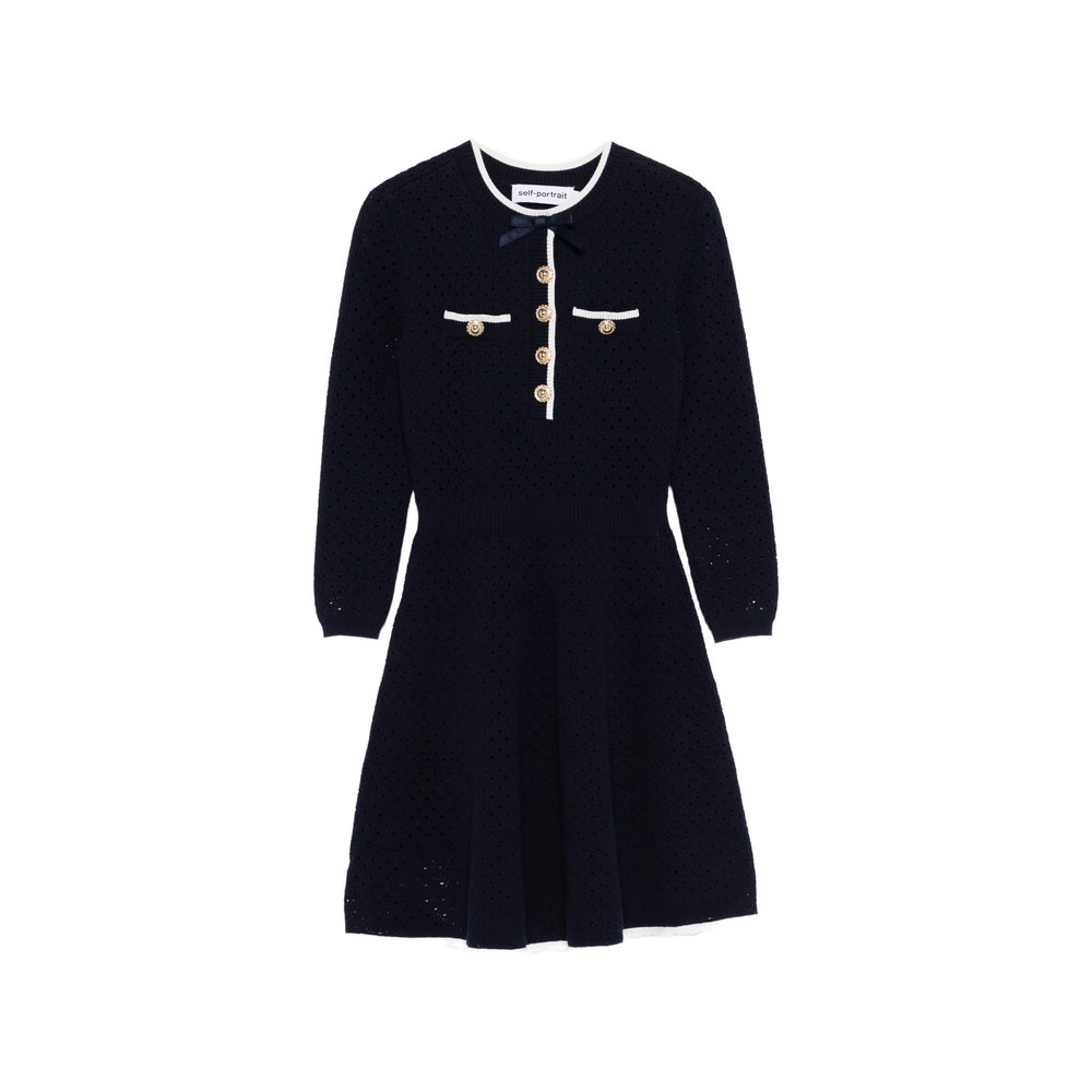 [Self-portrait] Long sleeve dress SS26 SS26-055S-N  NAVY