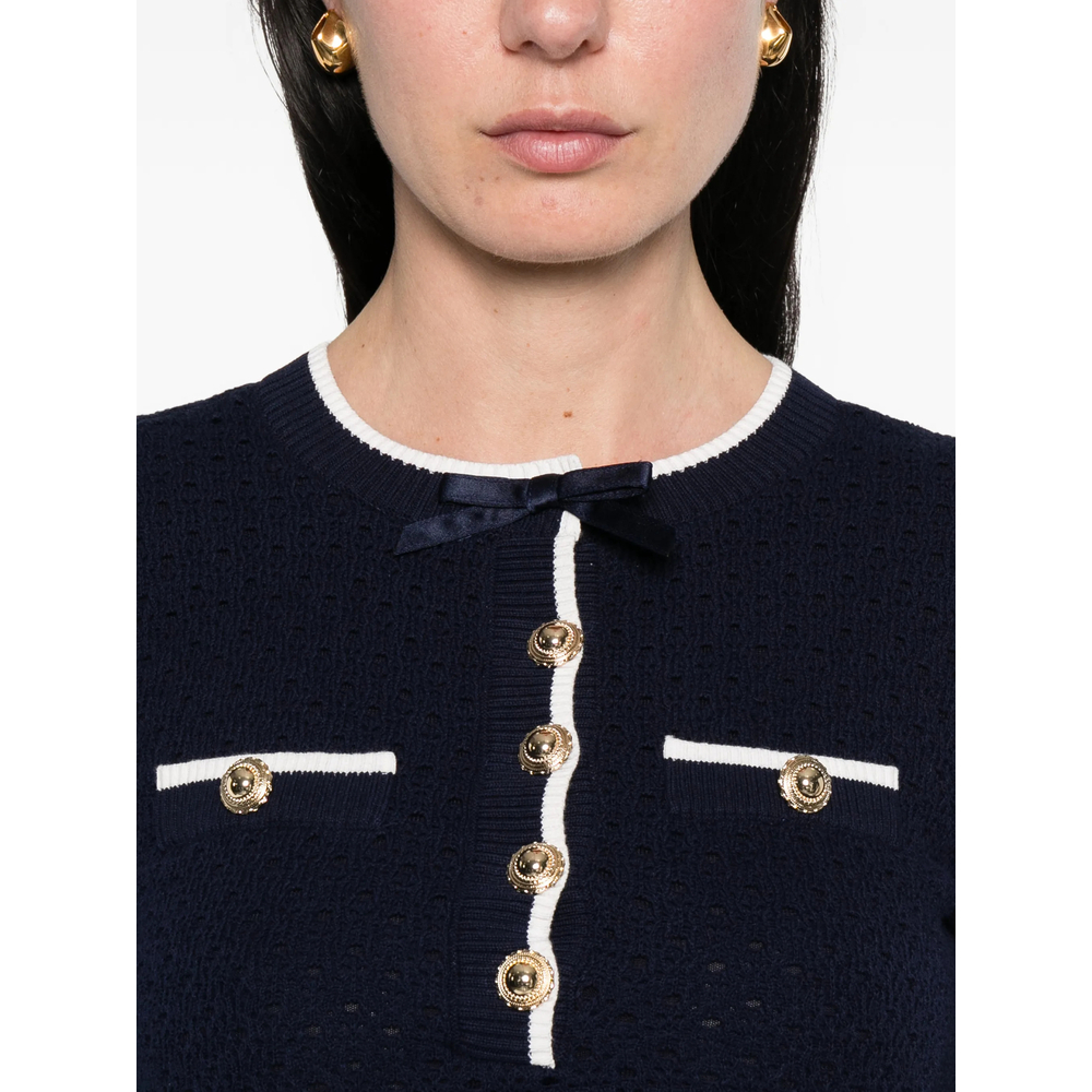 [Self-portrait] Long sleeve dress SS26 SS26-055S-N  NAVY