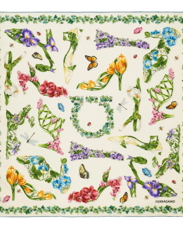 [Salvatore Ferragamo] Scarf FW26 795198310245AVORIO/AZZURRO