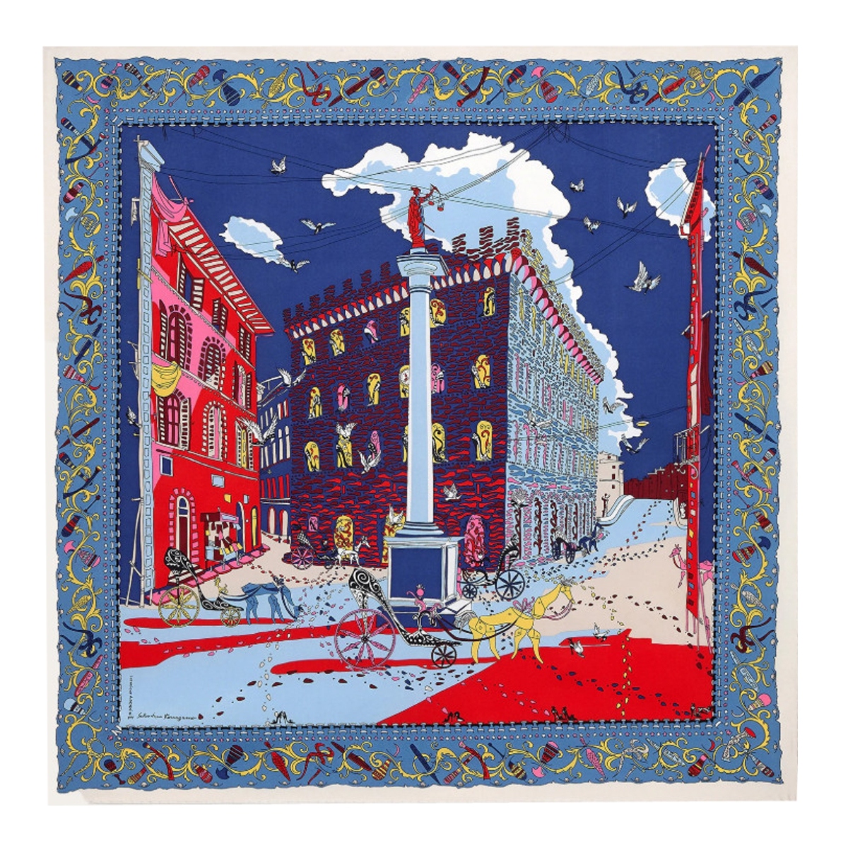 [Salvatore Ferragamo] Scarf FW26 746281311595MARINE/BLUETTE