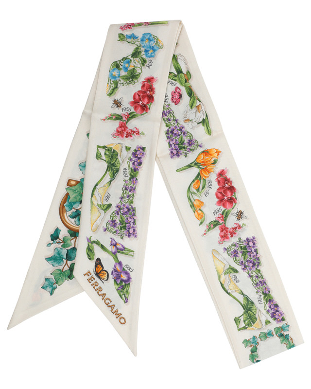 [Salvatore Ferragamo] Scarf FW26 795177321289AVORIO/AZZURRO