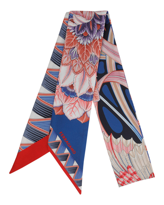 [Salvatore Ferragamo] Scarf FW26 785363321134NAVY/ROSSO