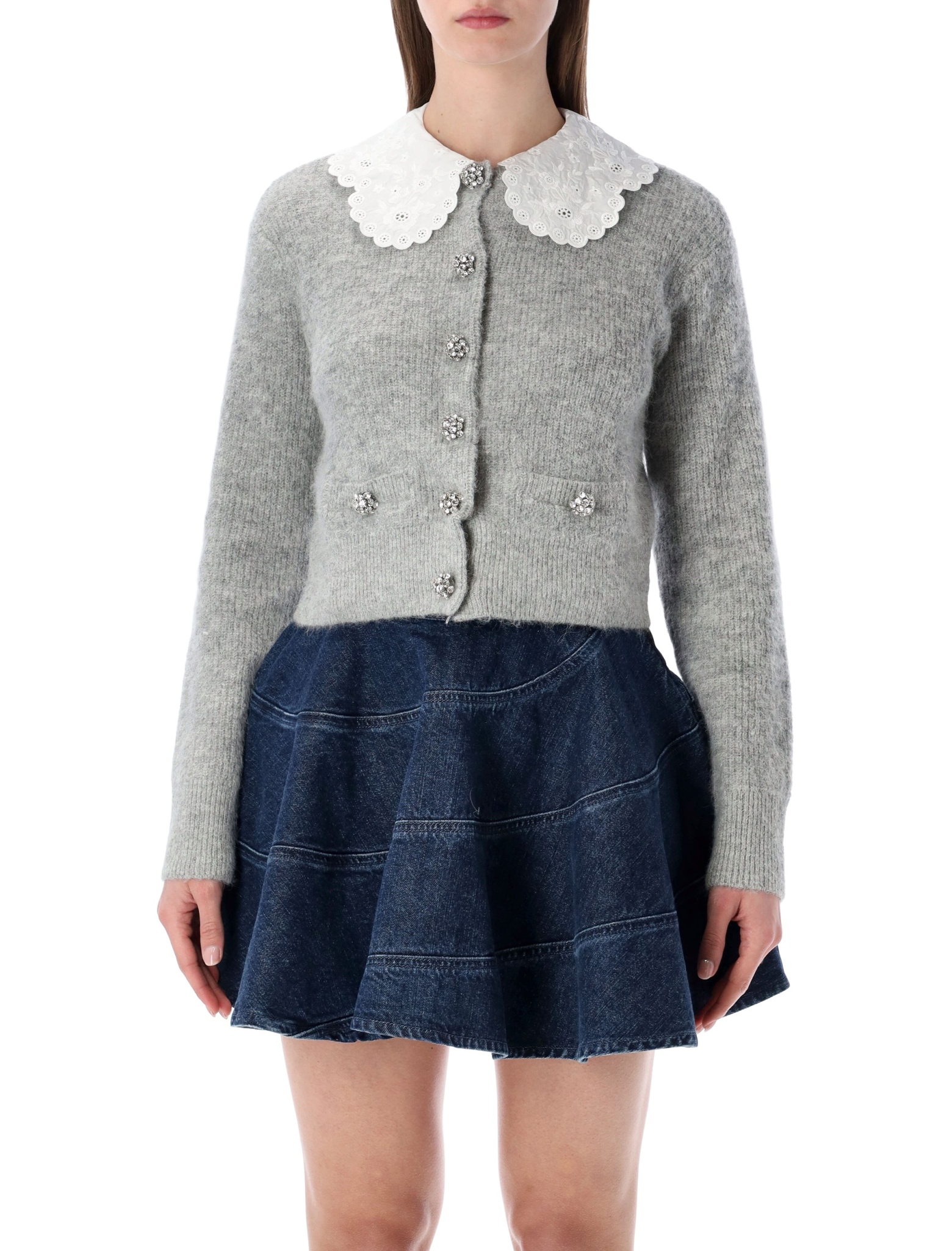 [SELF PORTRAIT] Cardigan SS26 RS26123CGRGREY