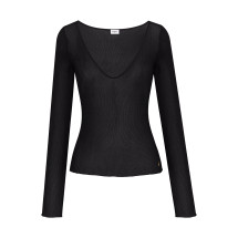 [Saint Laurent] T-shirts Long Sleeve FW26 876789Y37SM1000 NOIR
