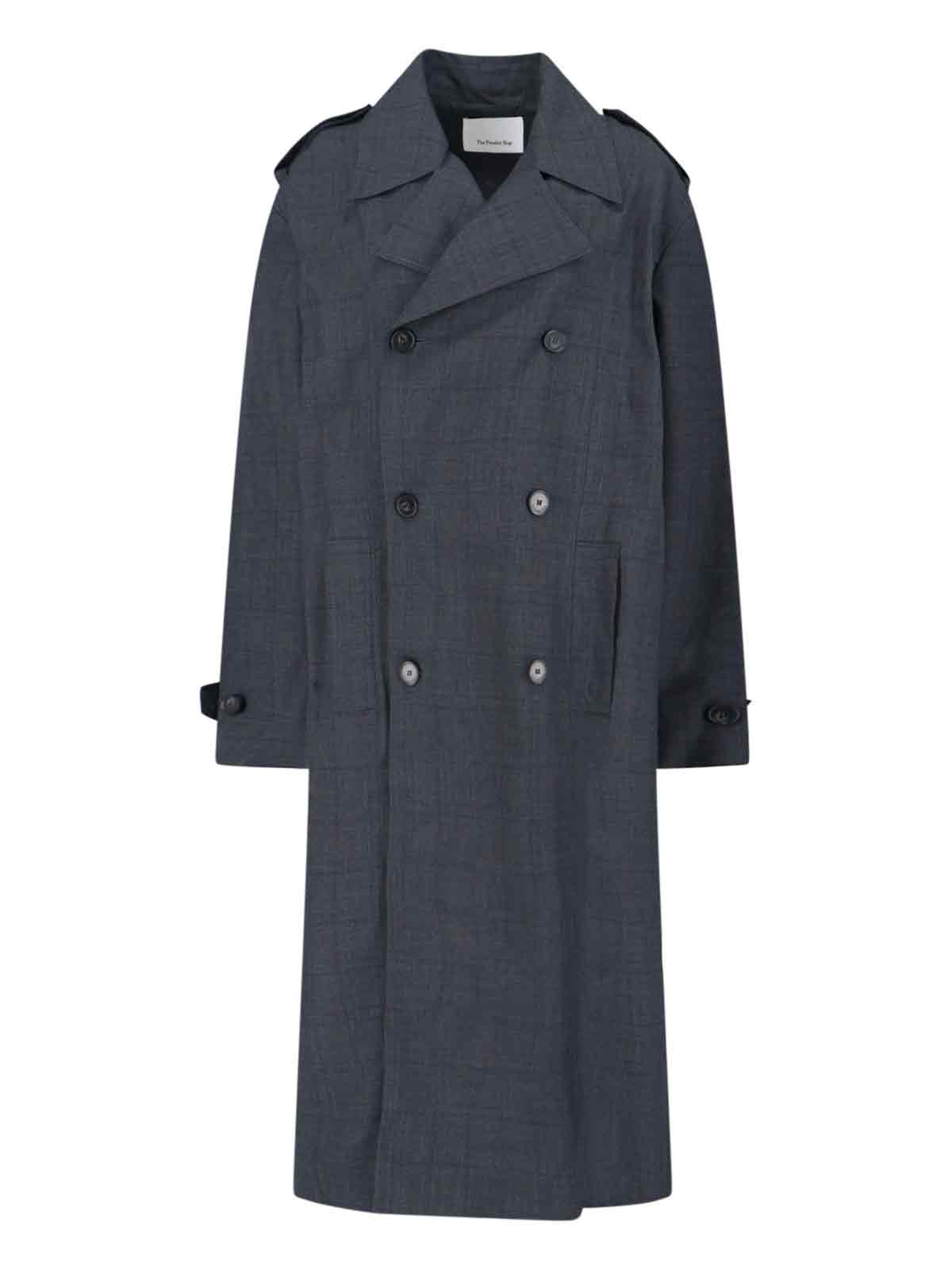 [THE FRANKIE SHOP] Trench Coat FW25 BLEECKER PLAID TRENCH COATDARK GREY
