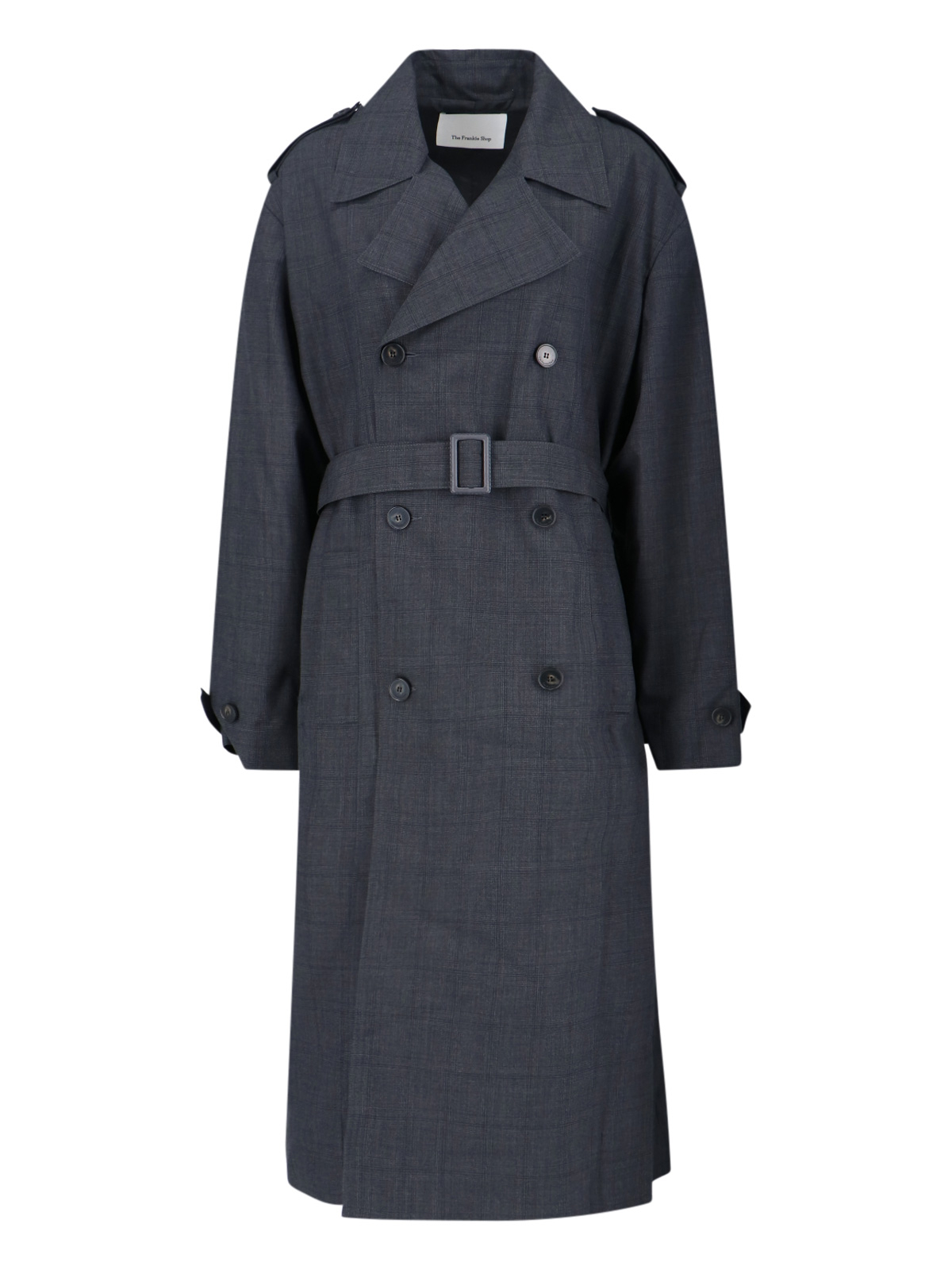 [THE FRANKIE SHOP] Trench Coat FW25 BLEECKER PLAID TRENCH COATDARK GREY