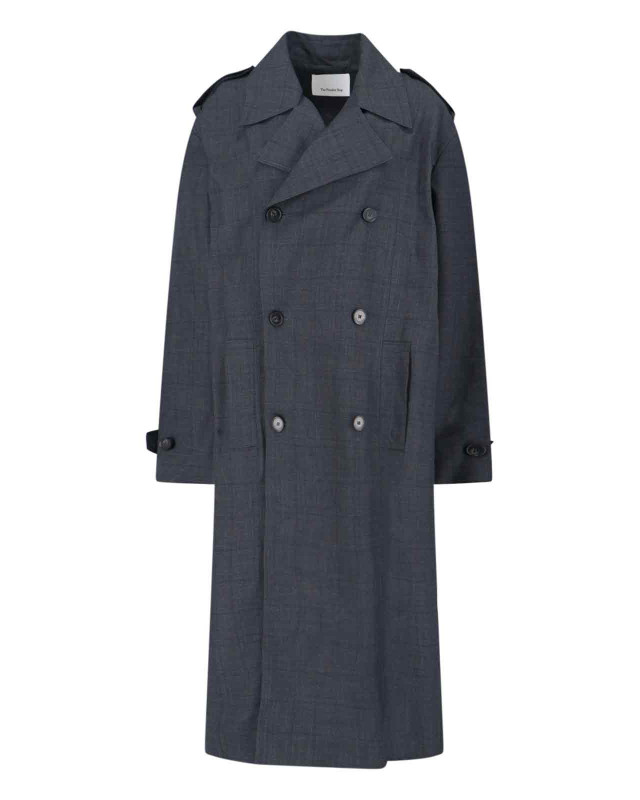 [THE FRANKIE SHOP] Trench Coat FW25 BLEECKER PLAID TRENCH COATDARK GREY