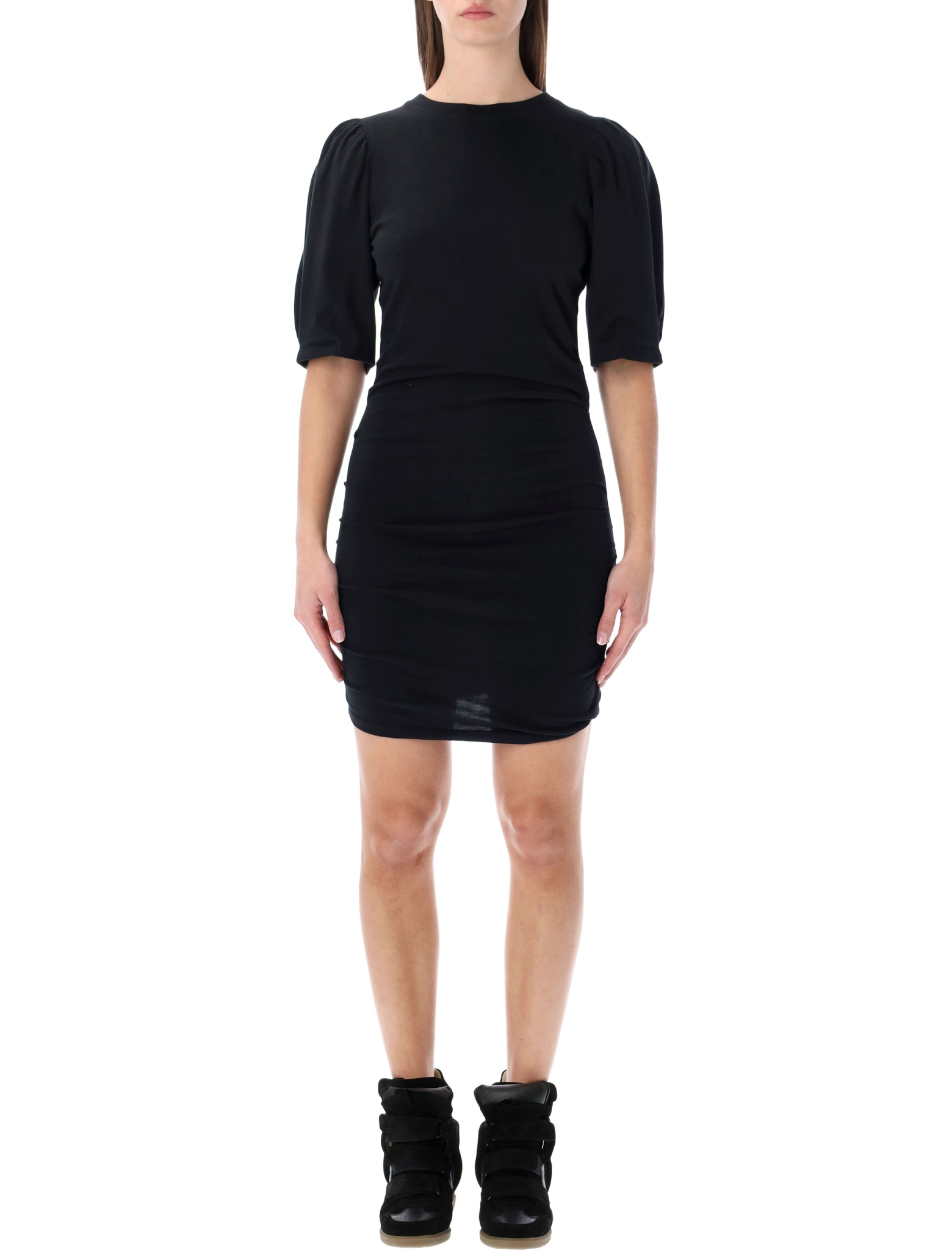 [Marant Etoile] Short sleeve dress SS26 RO1038FAA1N41I01BK