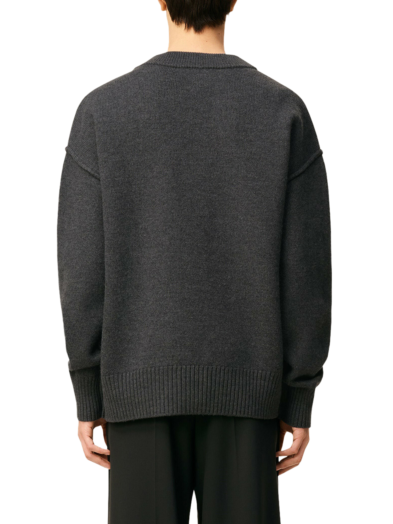 [Ami Paris] Knitwear FW26 UKC367018084 GRIS CHINE ROUGE