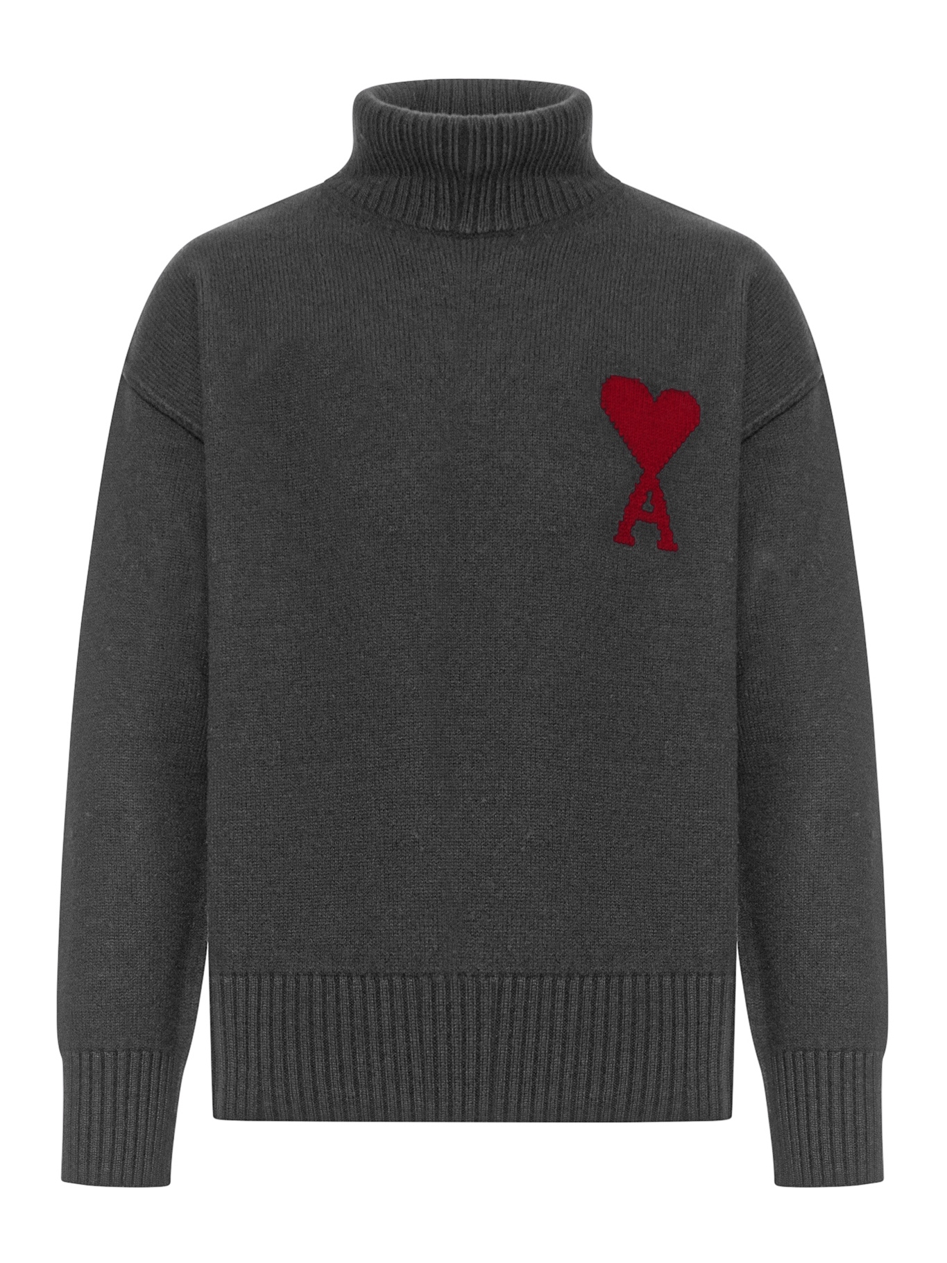 [Ami Paris] Knitwear FW26 UKS839018084 GRIS CHINE ROUGE