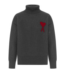[Ami Paris] Knitwear FW26 UKS839018084 GRIS CHINE ROUGE