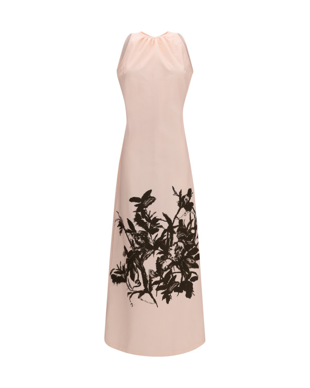 Petunia long Dress in cotton and viscose duchesse