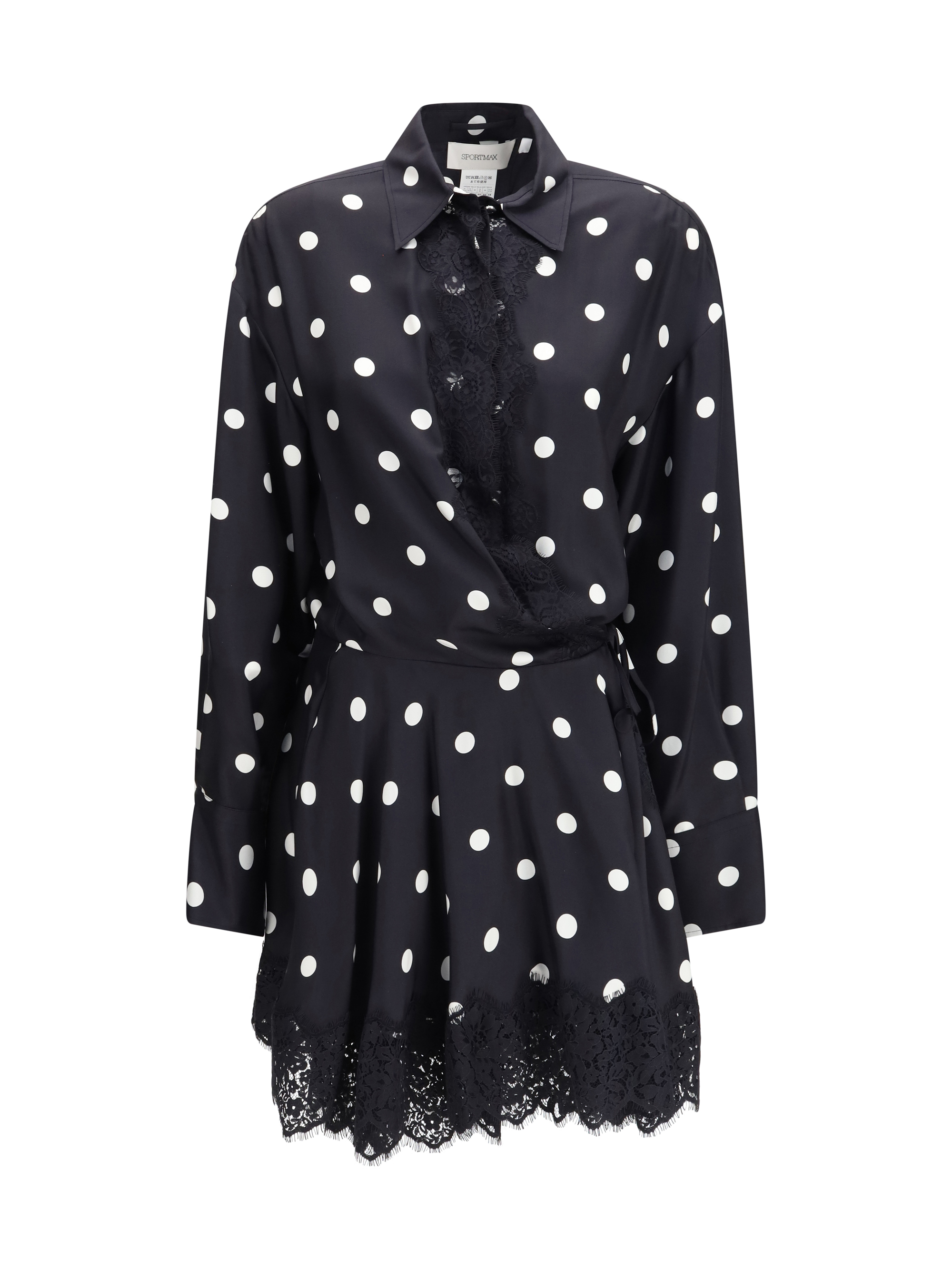 Polka dot lace Dress with drawstring