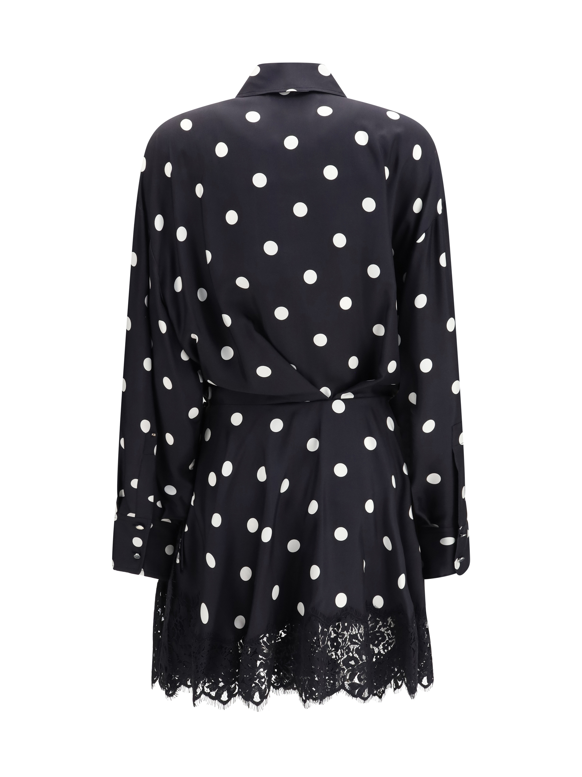 Polka dot lace Dress with drawstring