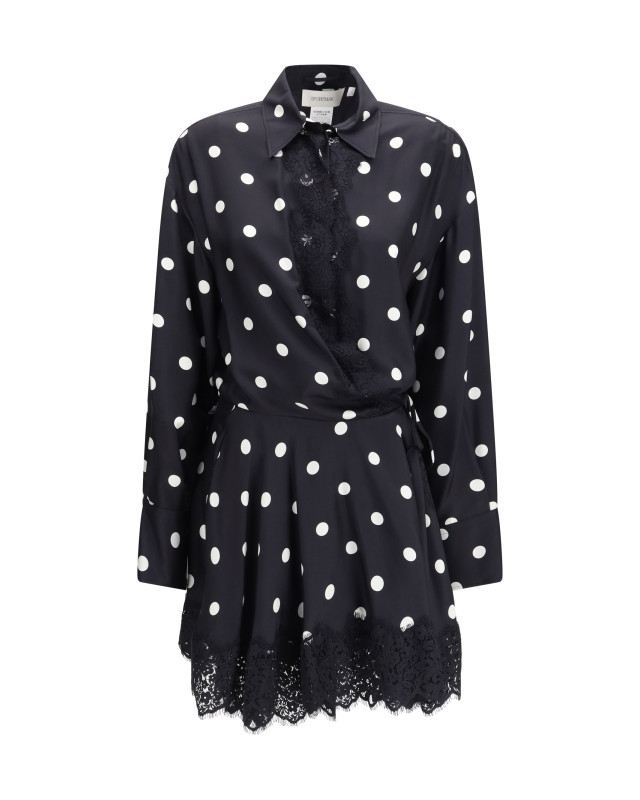 Polka dot lace Dress with drawstring
