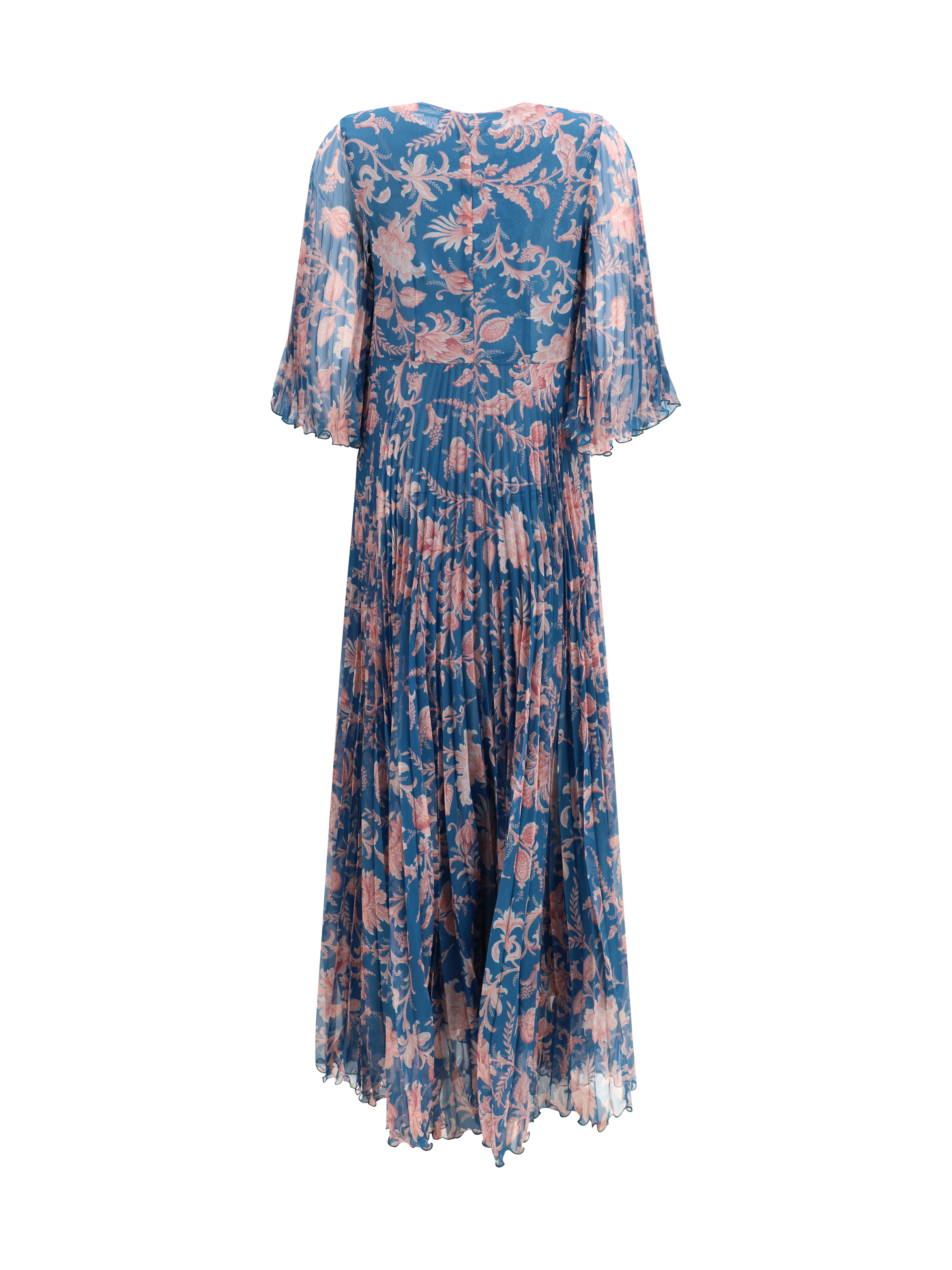 Maxi pleated Dress with flared sleeves