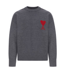 [Ami Paris] Knitwear FW26 UKS838018084 GRIS CHINE   ROUGE