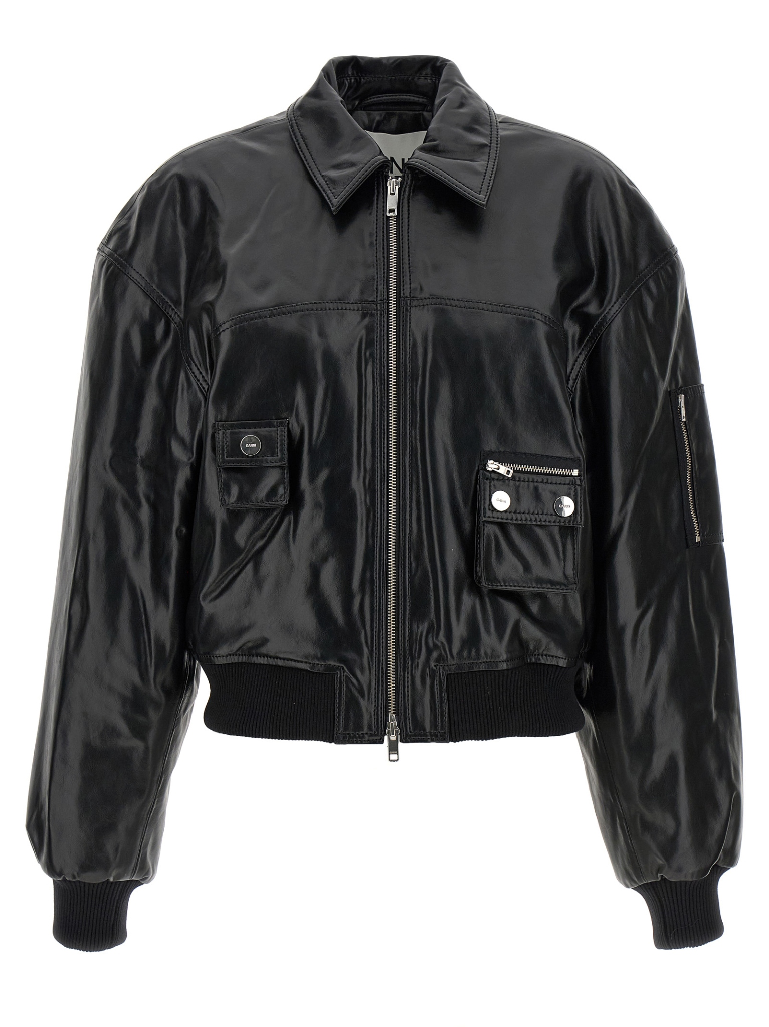[GANNI] Leather Jacket SS26 A1010059099