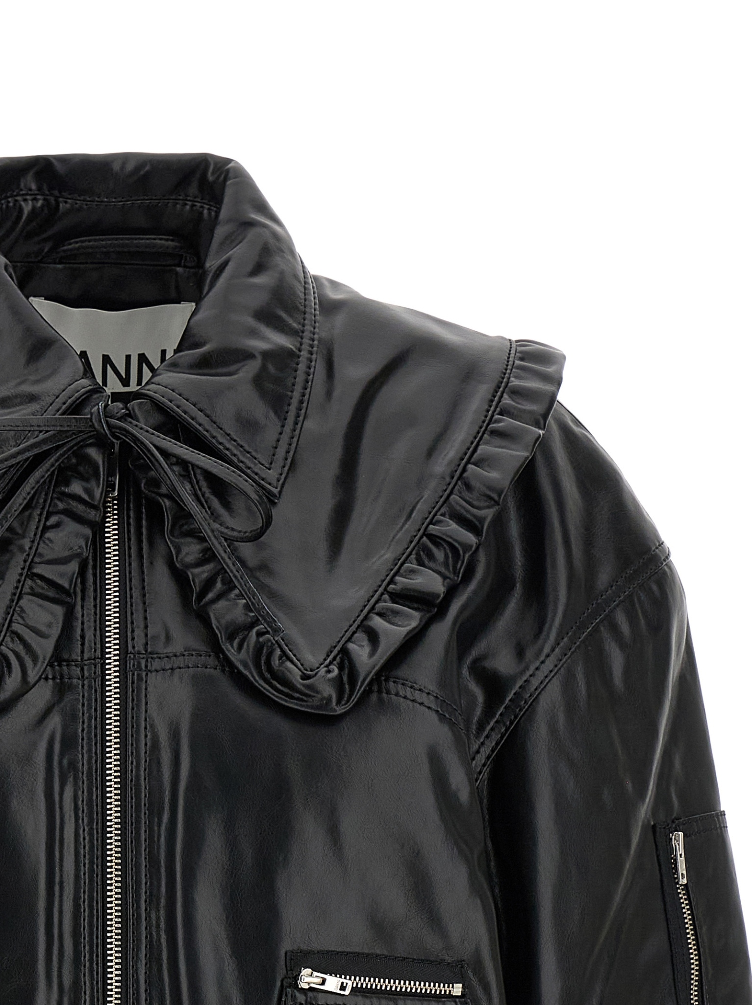 [GANNI] Leather Jacket SS26 A1010059099