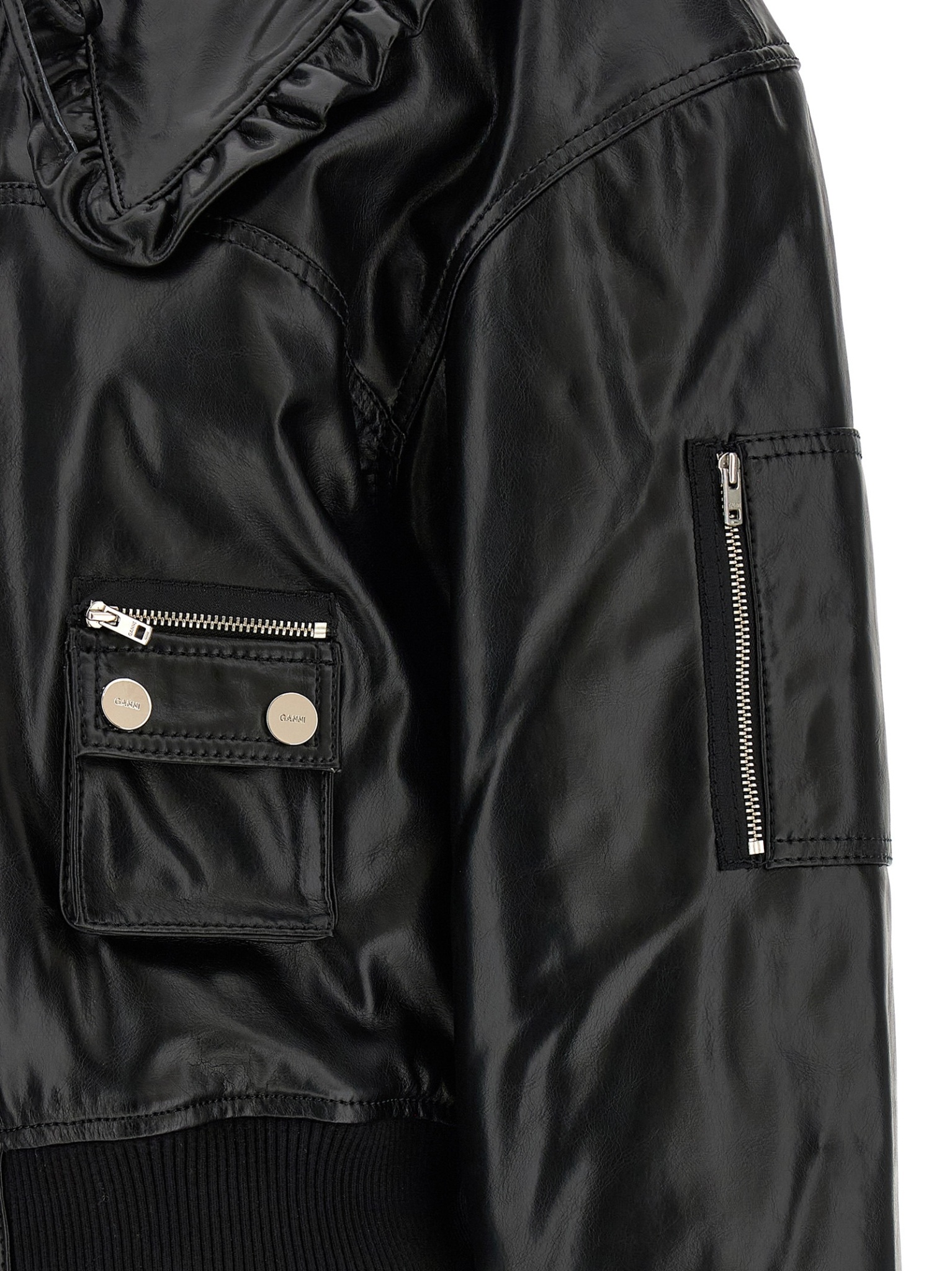 [GANNI] Leather Jacket SS26 A1010059099