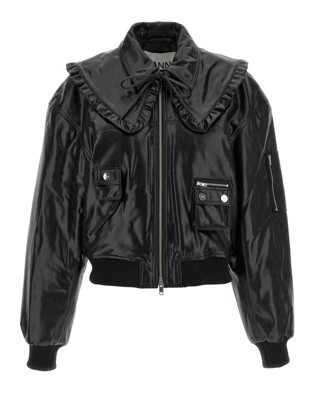 [GANNI] Leather Jacket SS26 A1010059099