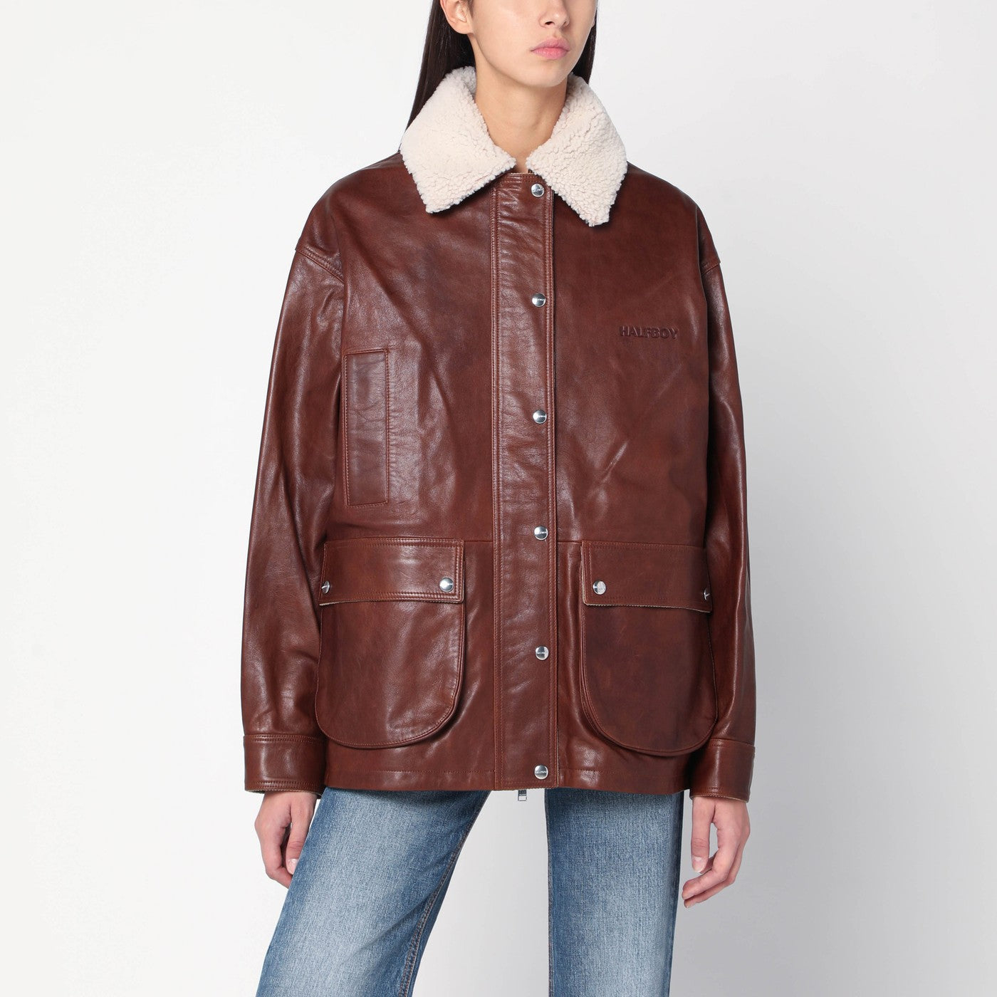 [HALFBOY] Leather Jacket FW25 HF251WL017LT014