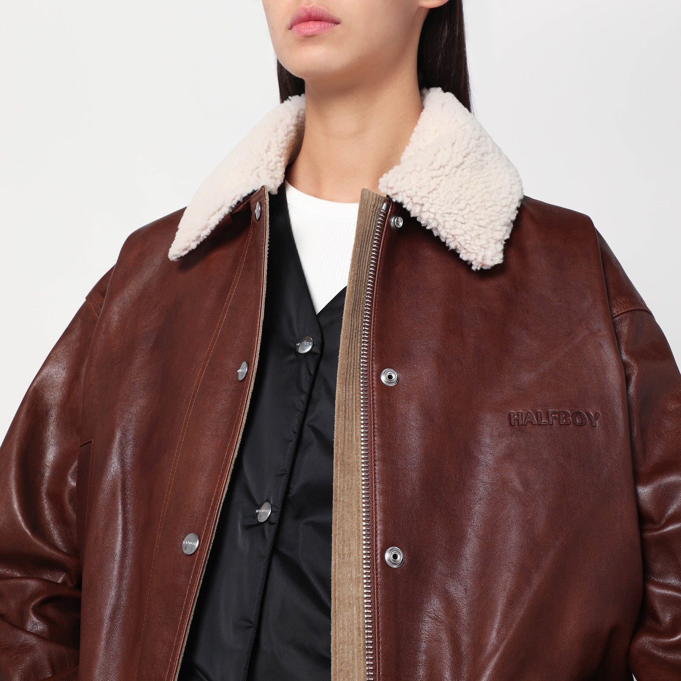 [HALFBOY] Leather Jacket FW25 HF251WL017LT014