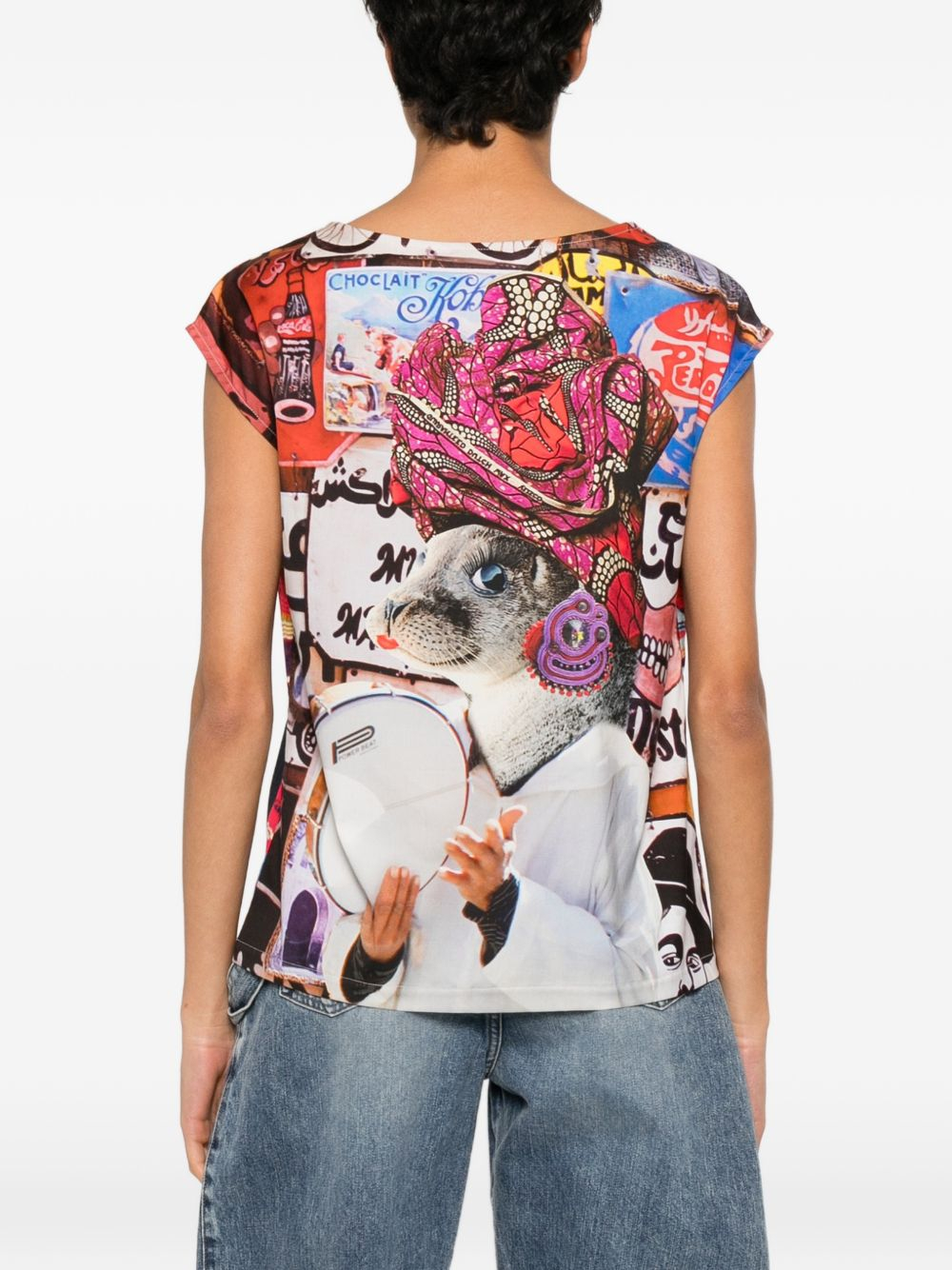[THE ARTISTYLIST] T-shirts Sleeveless SS26 FISH TOP COTTON MLT