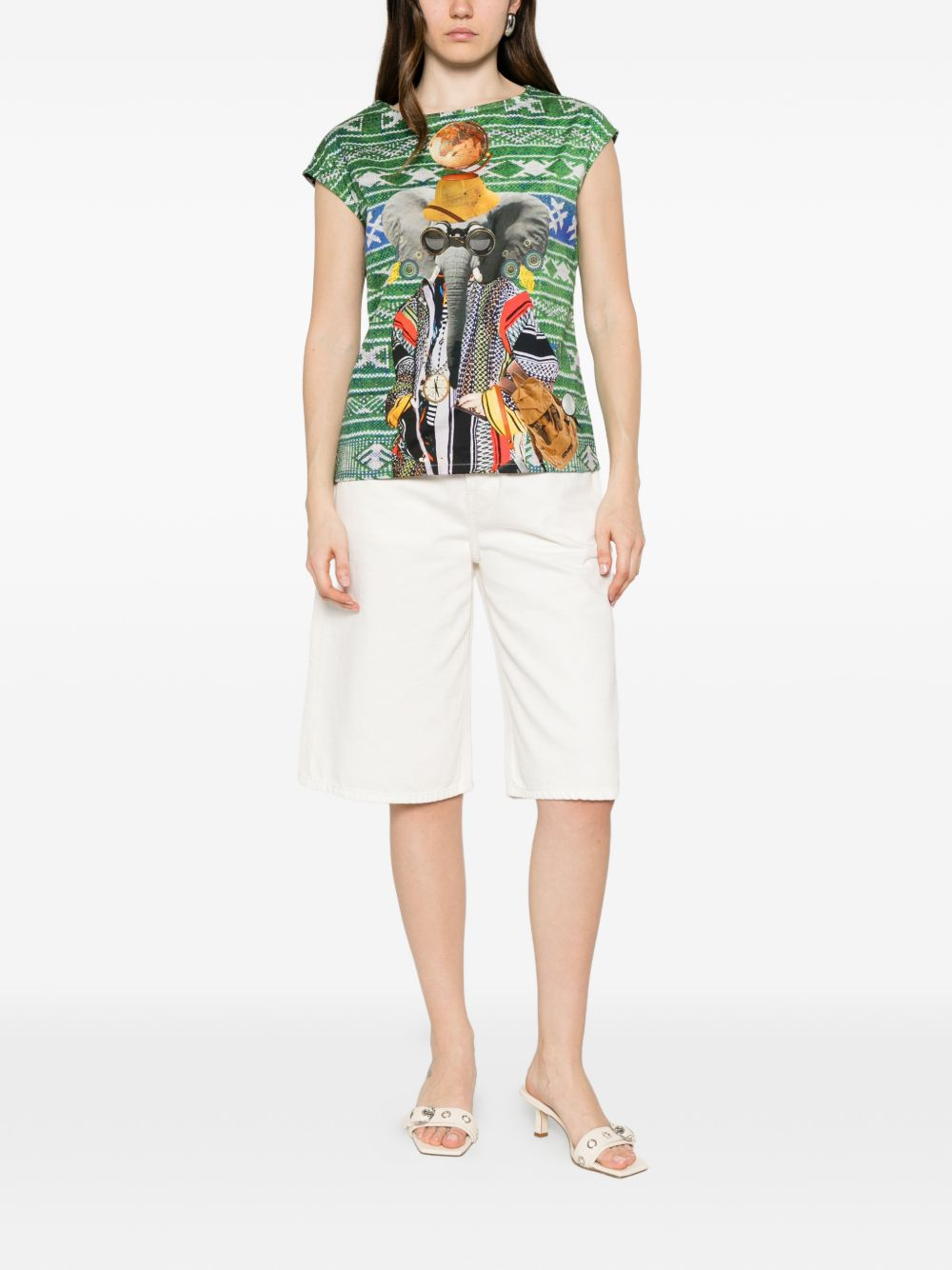 [THE ARTISTYLIST] T-shirts Sleeveless SS26 ELEPHANT TOP COTTON MLT