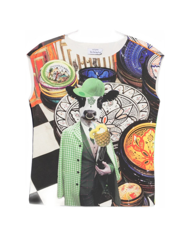 [THE ARTISTYLIST] T-shirts Sleeveless SS26 COW SCUBA TOP MLT