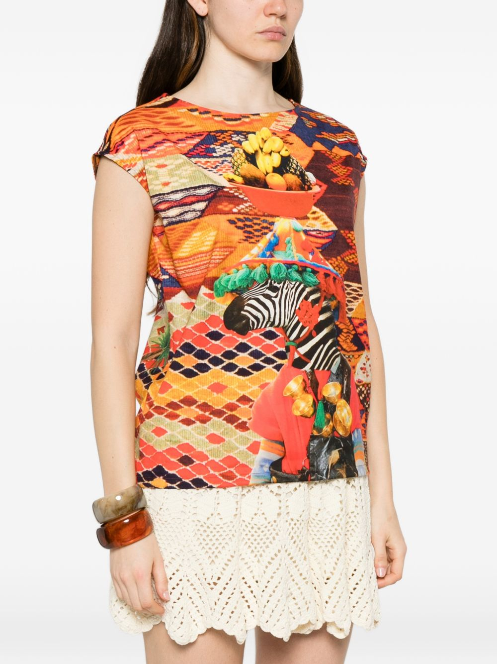 [THE ARTISTYLIST] T-shirts Sleeveless SS26 ZEBRA TOP COTTON MLT