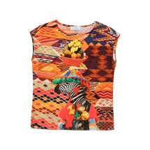 [THE ARTISTYLIST] T-shirts Sleeveless SS26 ZEBRA TOP COTTON MLT