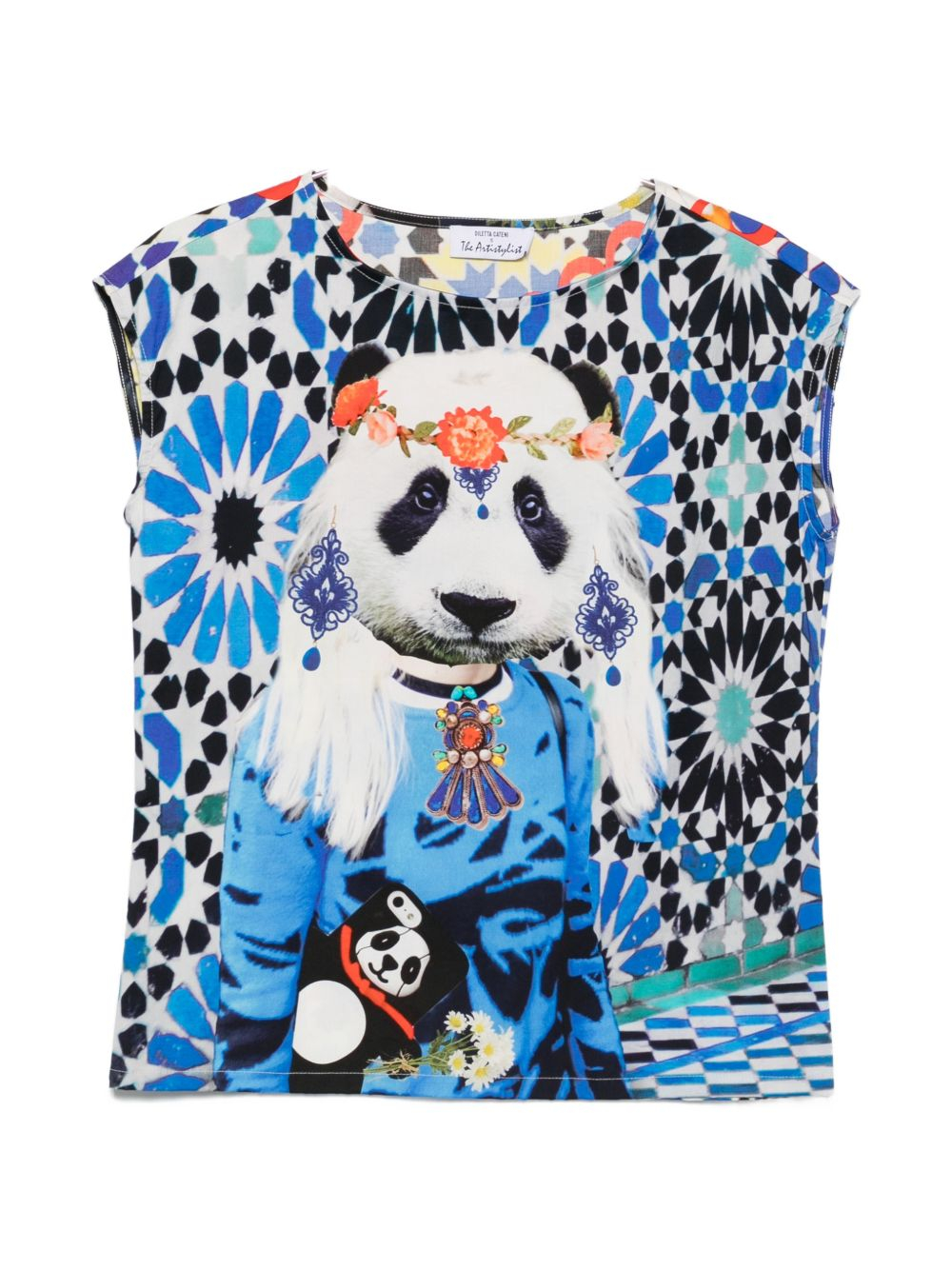 [THE ARTISTYLIST] T-shirts Sleeveless SS26 PANDA TOP COTTON MLT