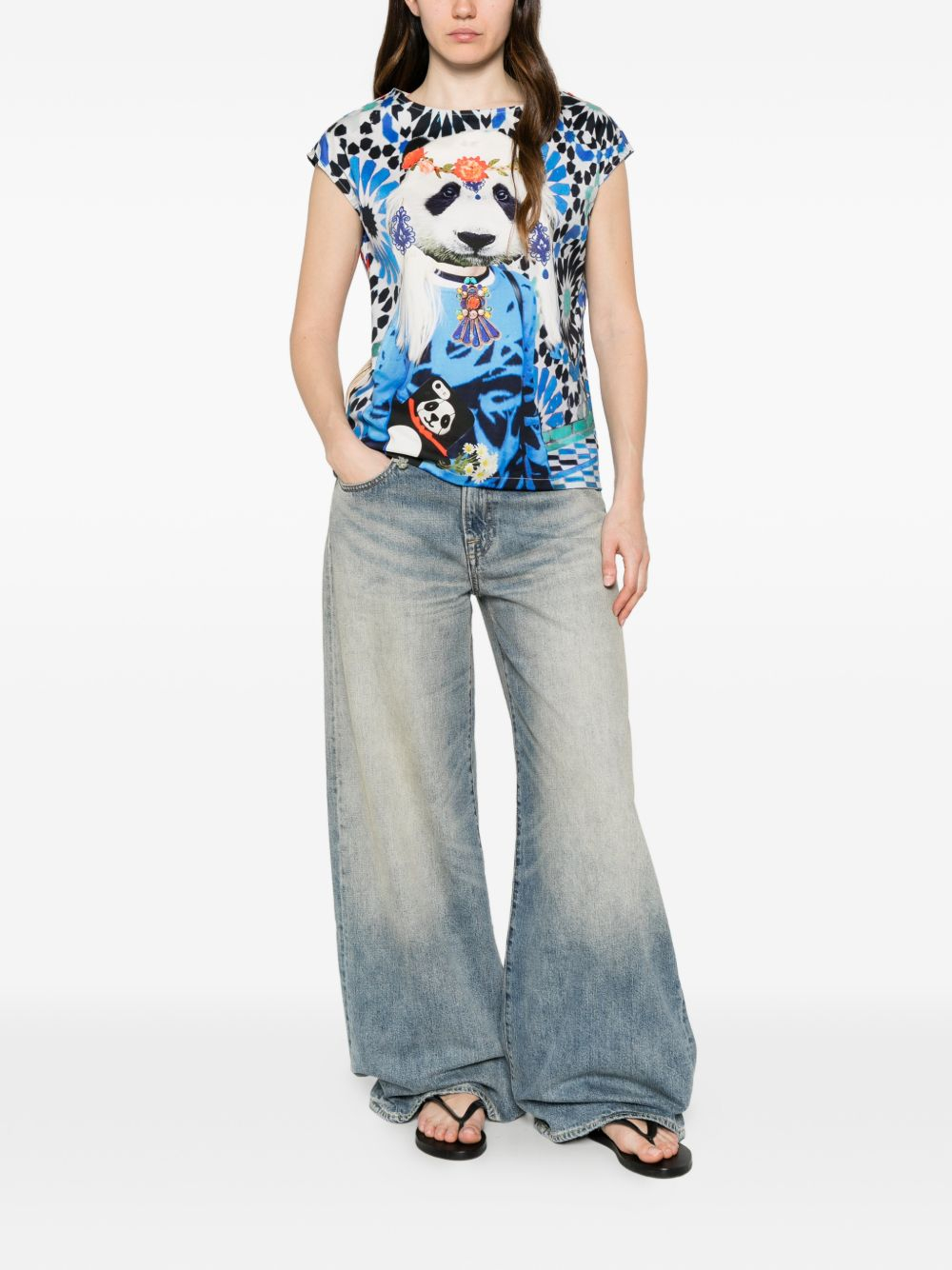 [THE ARTISTYLIST] T-shirts Sleeveless SS26 PANDA TOP COTTON MLT