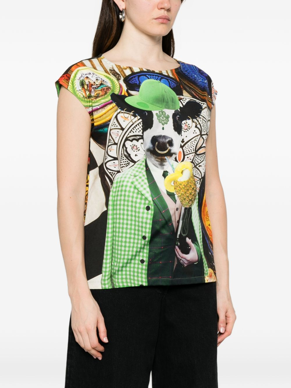 [THE ARTISTYLIST] T-shirts Sleeveless SS26 COW TOP COTTON MLT