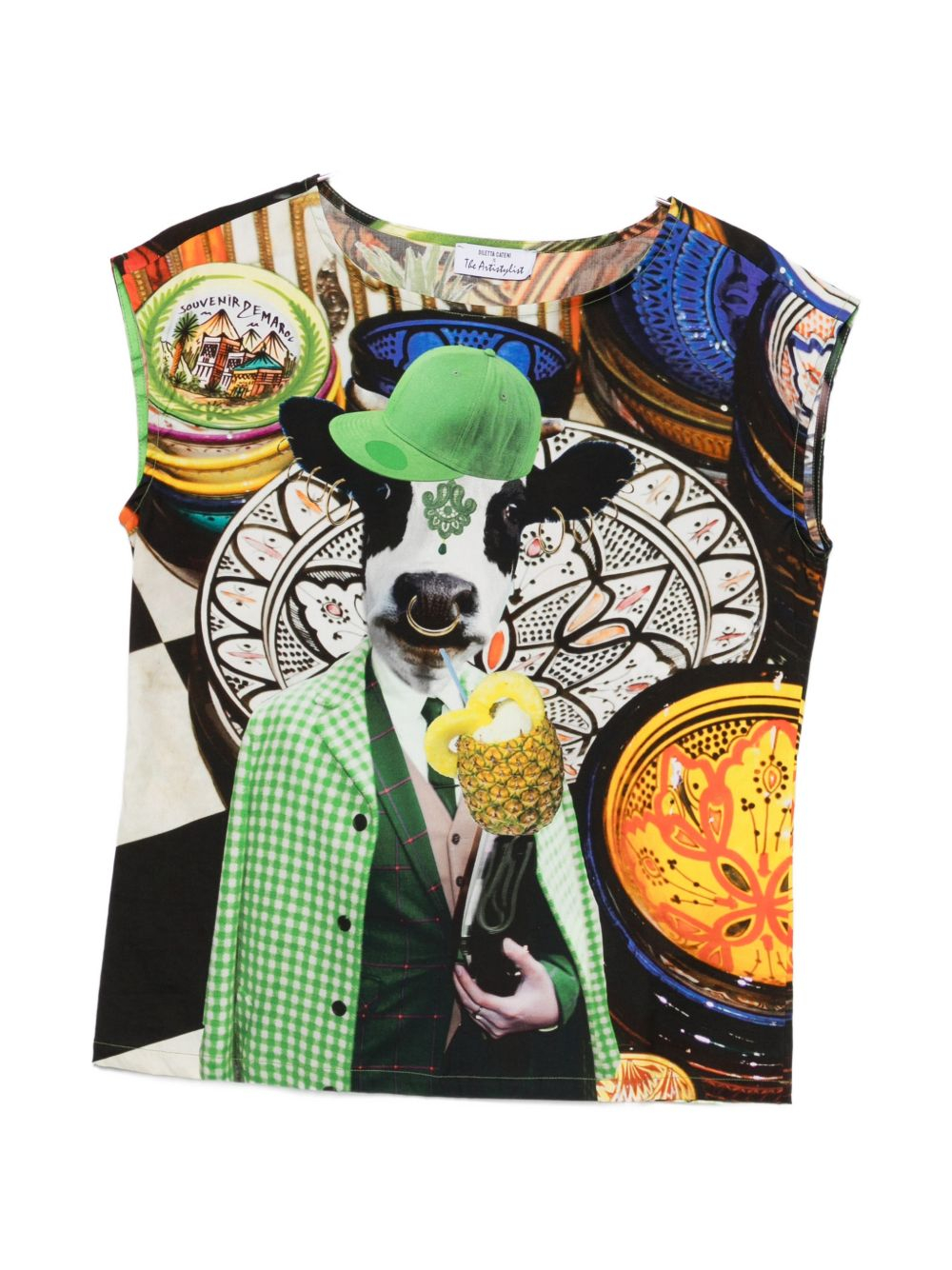 [THE ARTISTYLIST] T-shirts Sleeveless SS26 COW TOP COTTON MLT