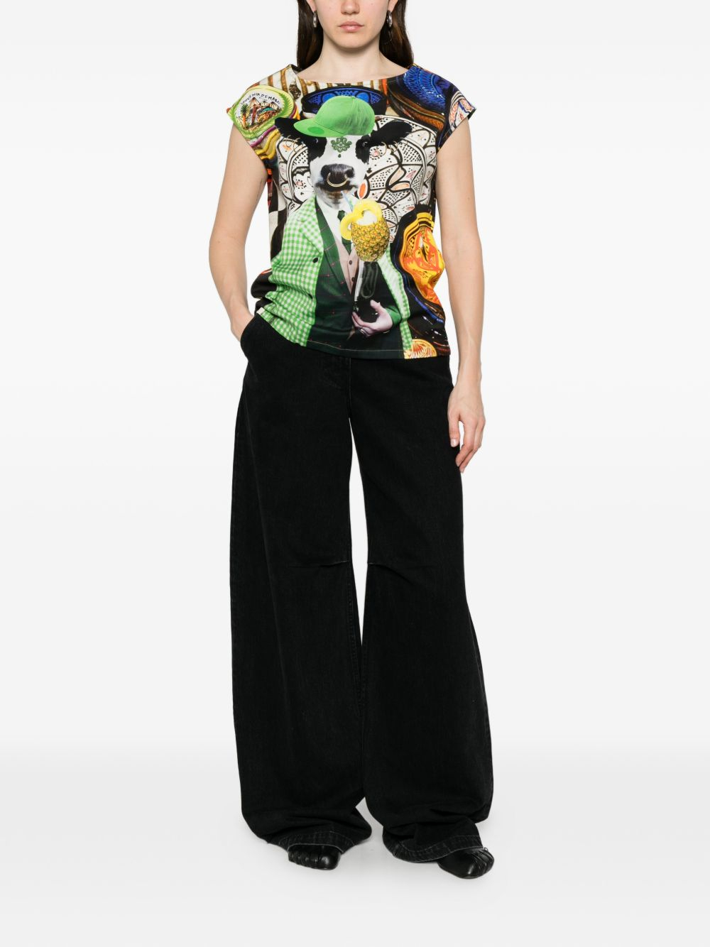 [THE ARTISTYLIST] T-shirts Sleeveless SS26 COW TOP COTTON MLT