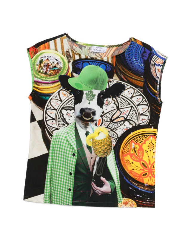 [THE ARTISTYLIST] T-shirts Sleeveless SS26 COW TOP COTTON MLT