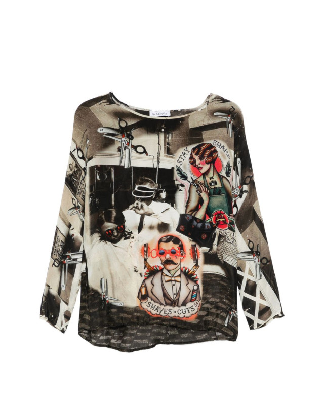 [THE ARTISTYLIST] T-shirts Long Sleeve SS26 BARBER BLOUSE MLT