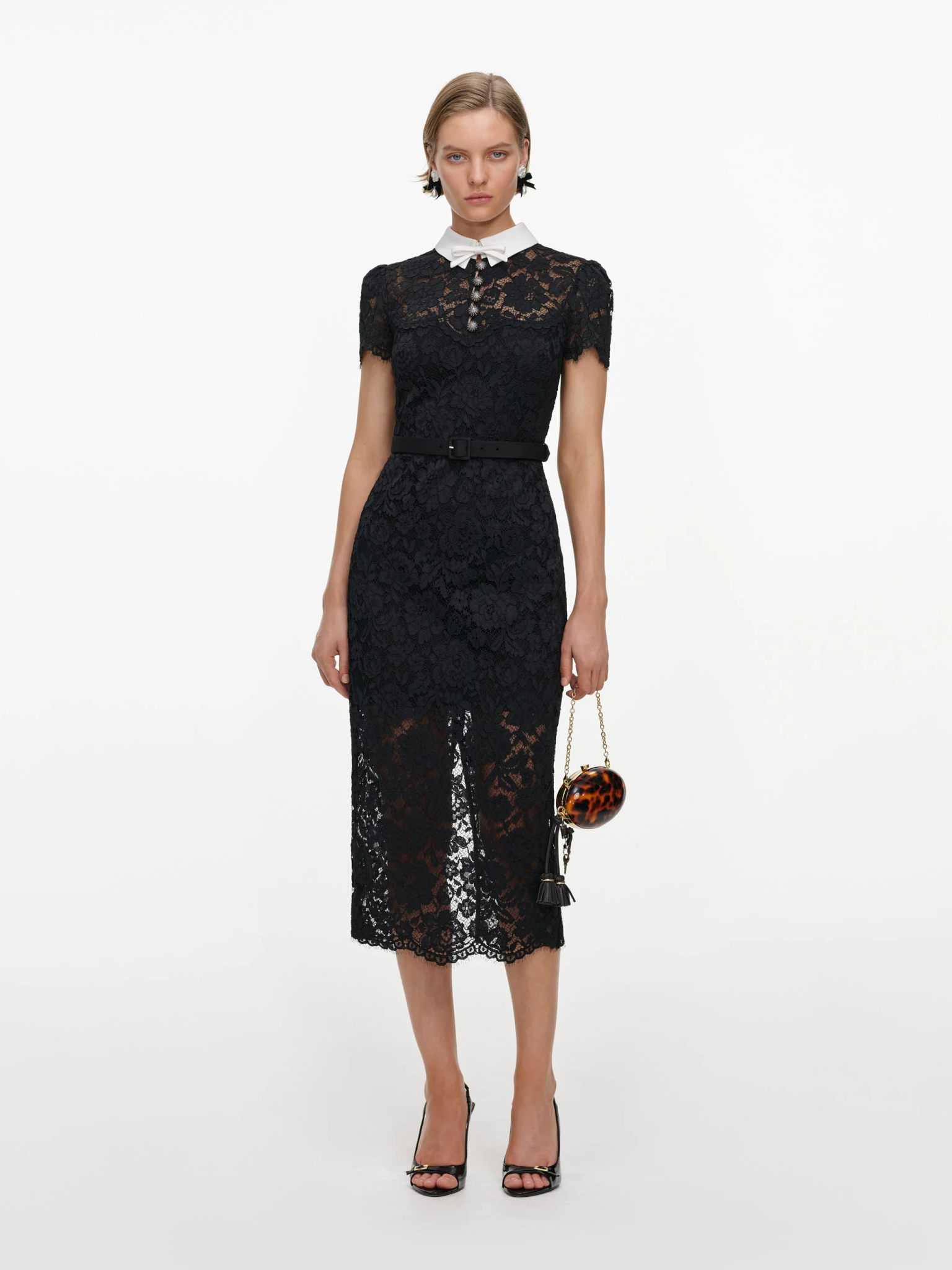 [SELF PORTRAIT] Short sleeve dress FW26 AW26019MABBLACK