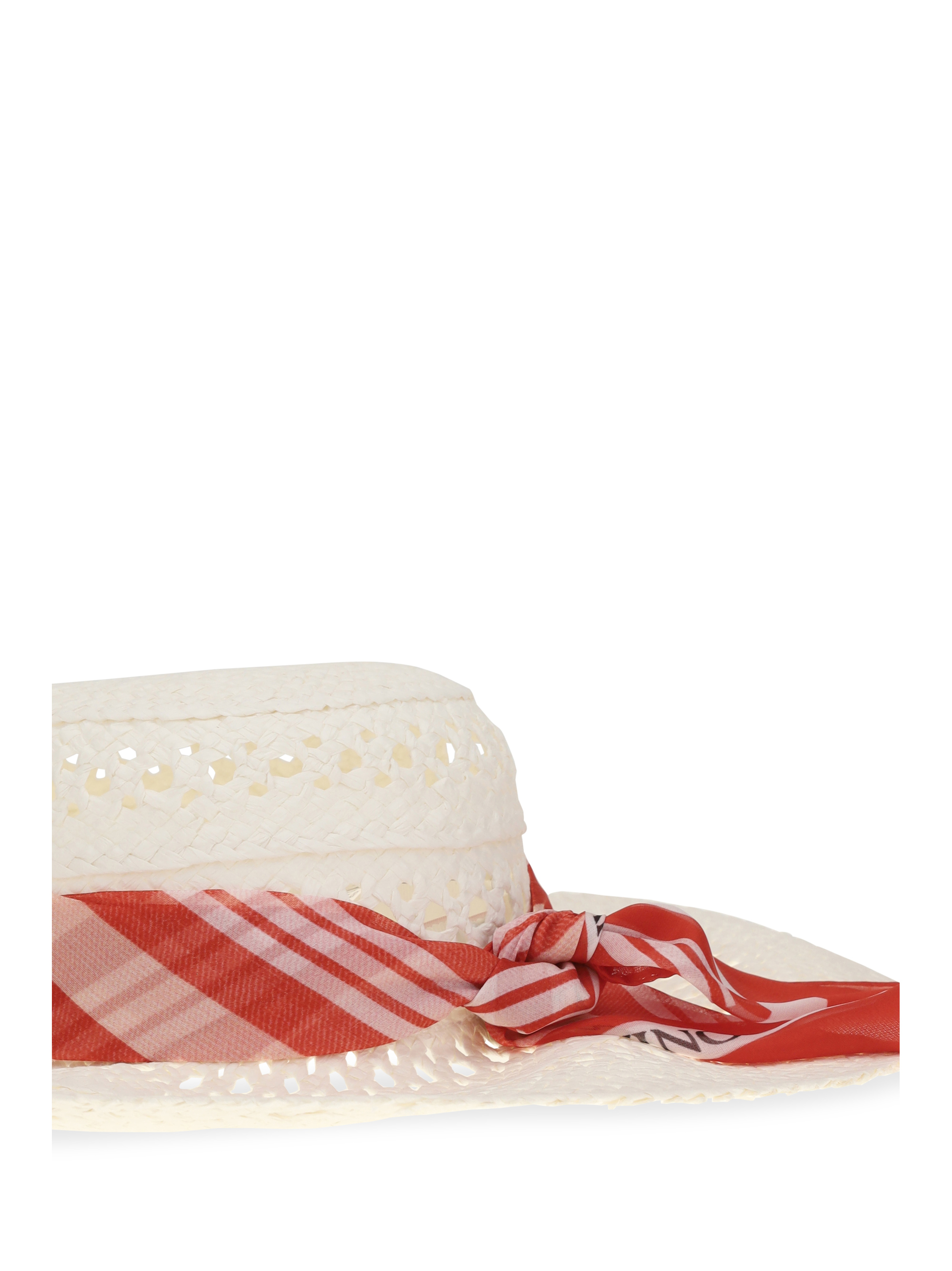 Wide-brim Hat with vichy print silk scarf