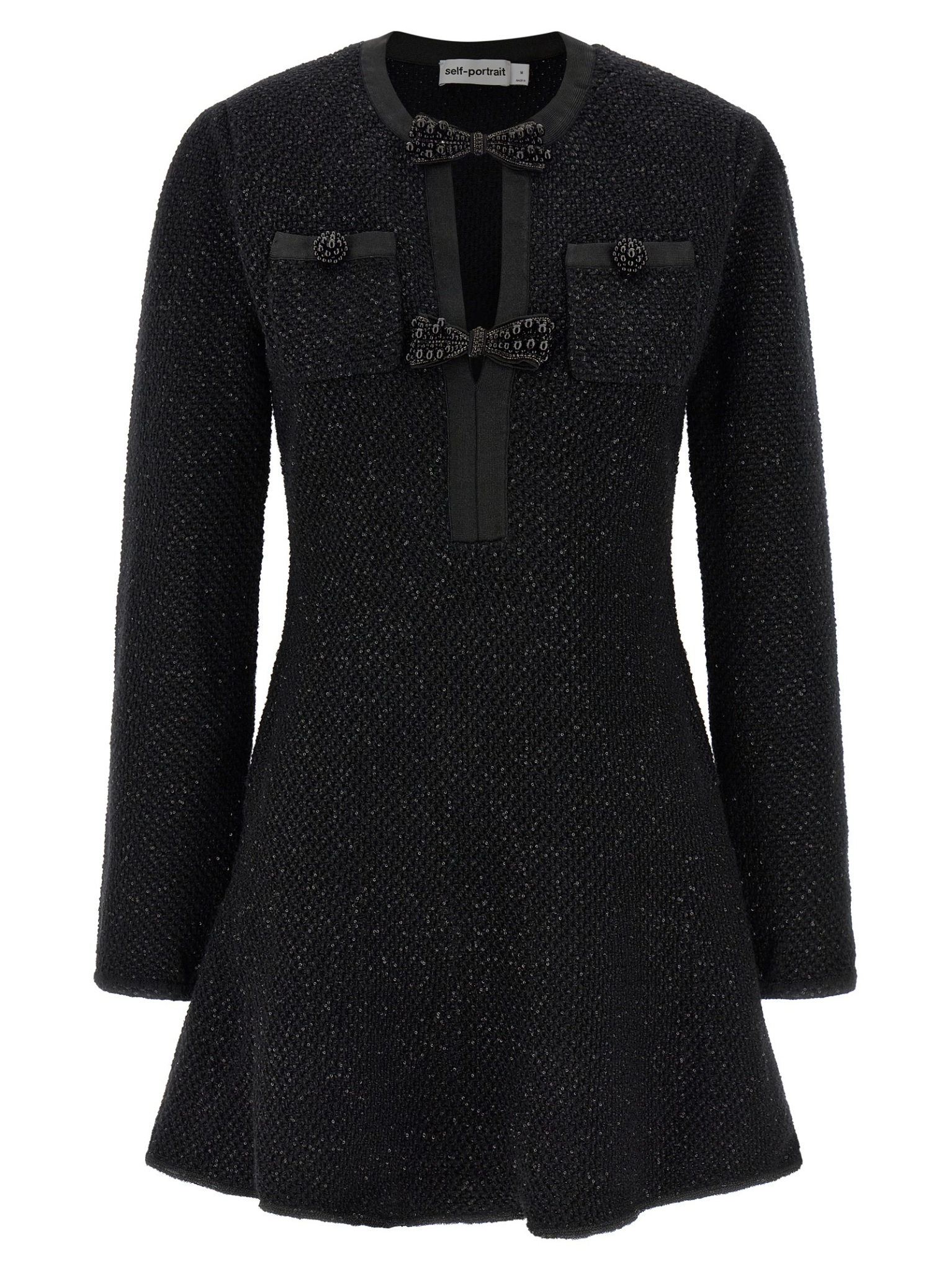 [SELF PORTRAIT] Long sleeve dress SS26 RS26210SBBLACK