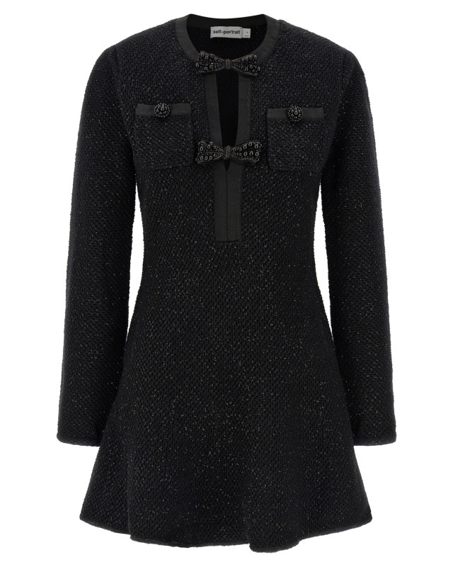 [SELF PORTRAIT] Long sleeve dress SS26 RS26210SBBLACK