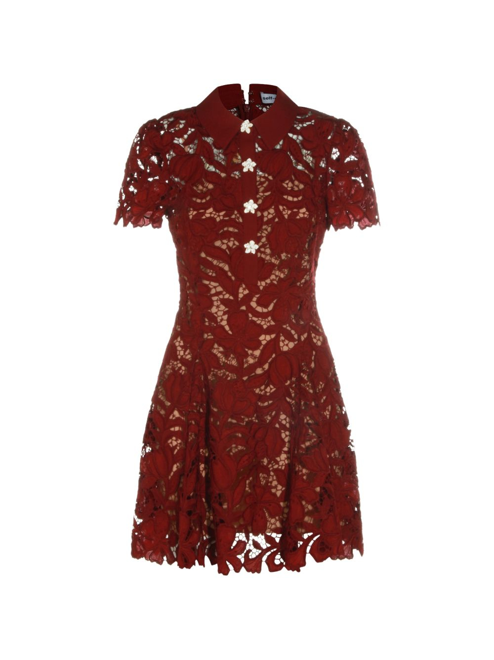 [Self - portrait] Short sleeve dress FW26 PF26-111SA-BUBURGUNDY