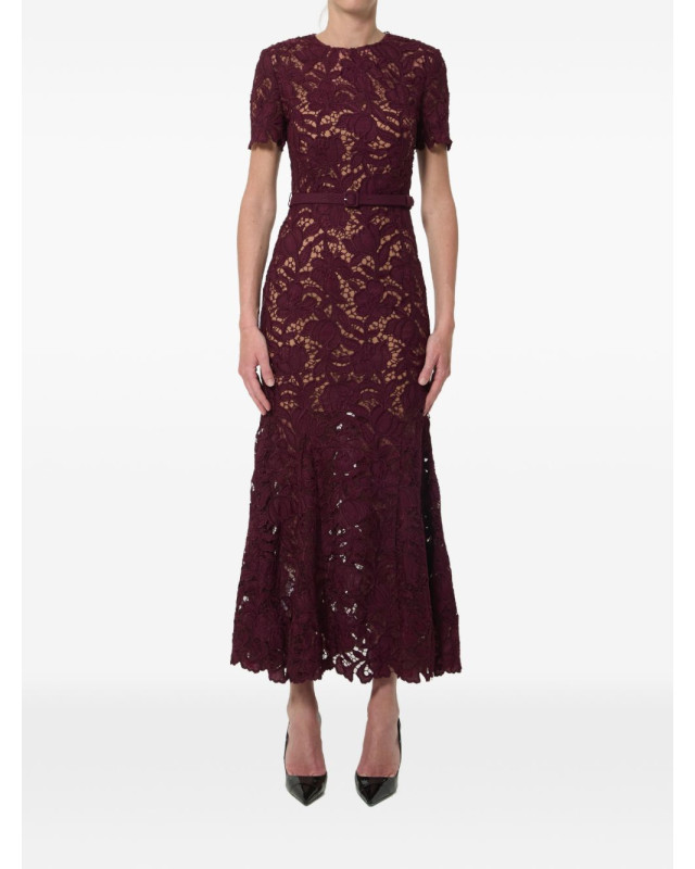 [Self - portrait] Short sleeve dress FW26 PF26-107M-BUBURGUNDY
