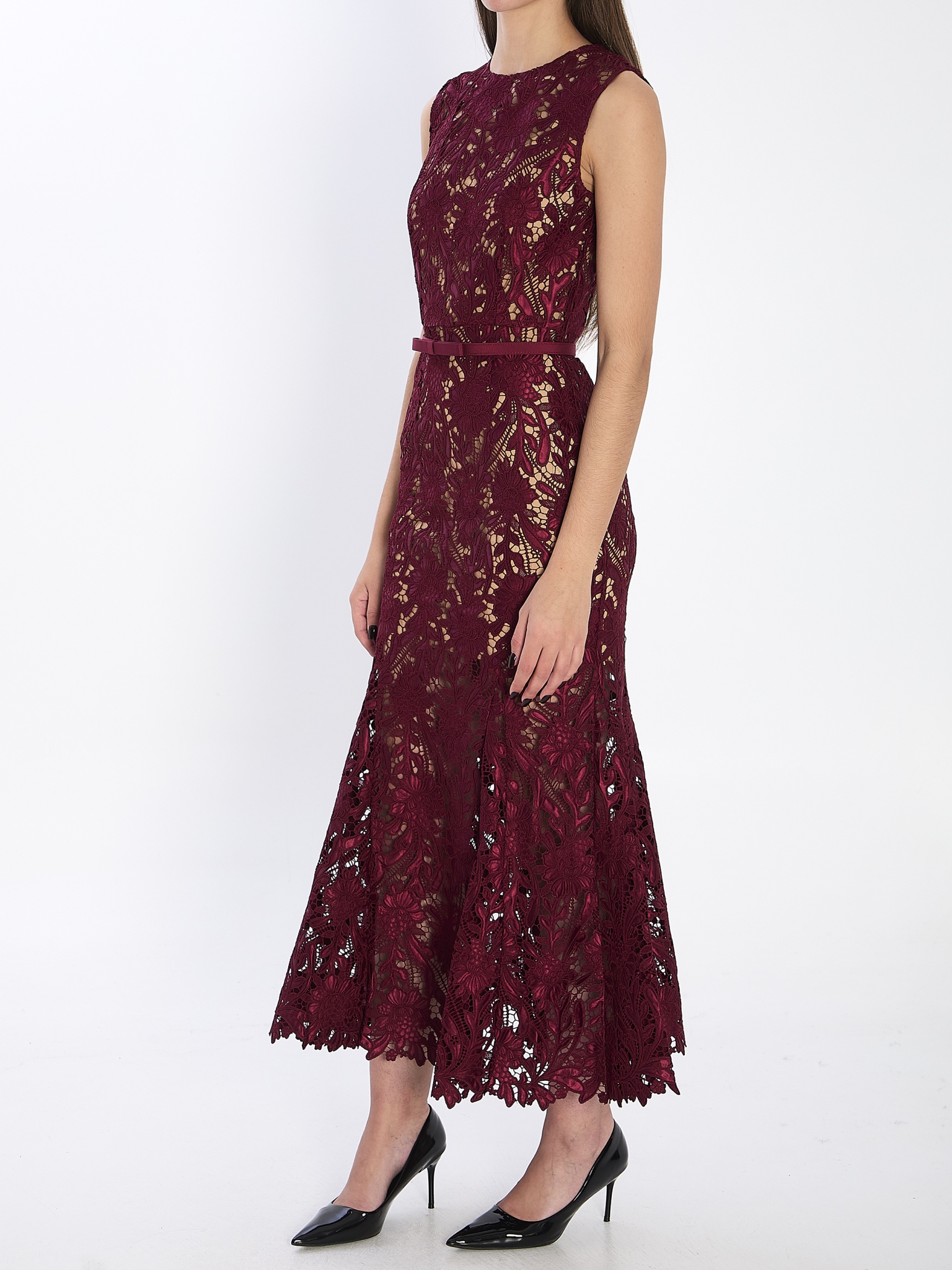 [SELF PORTRAIT] Sleeveless dress SS26 RS26167MA__BURGUNDY