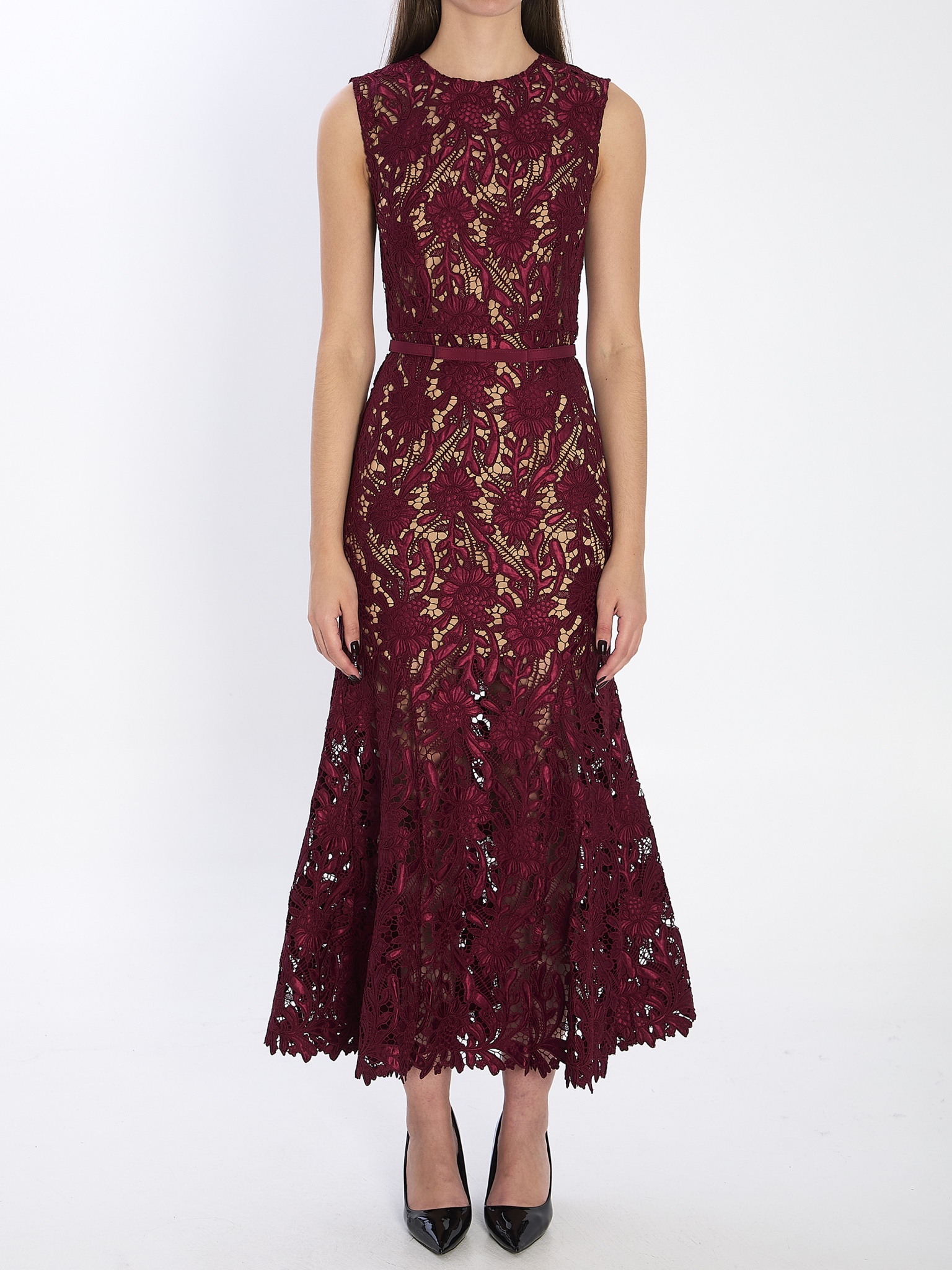[SELF PORTRAIT] Sleeveless dress SS26 RS26167MA__BURGUNDY