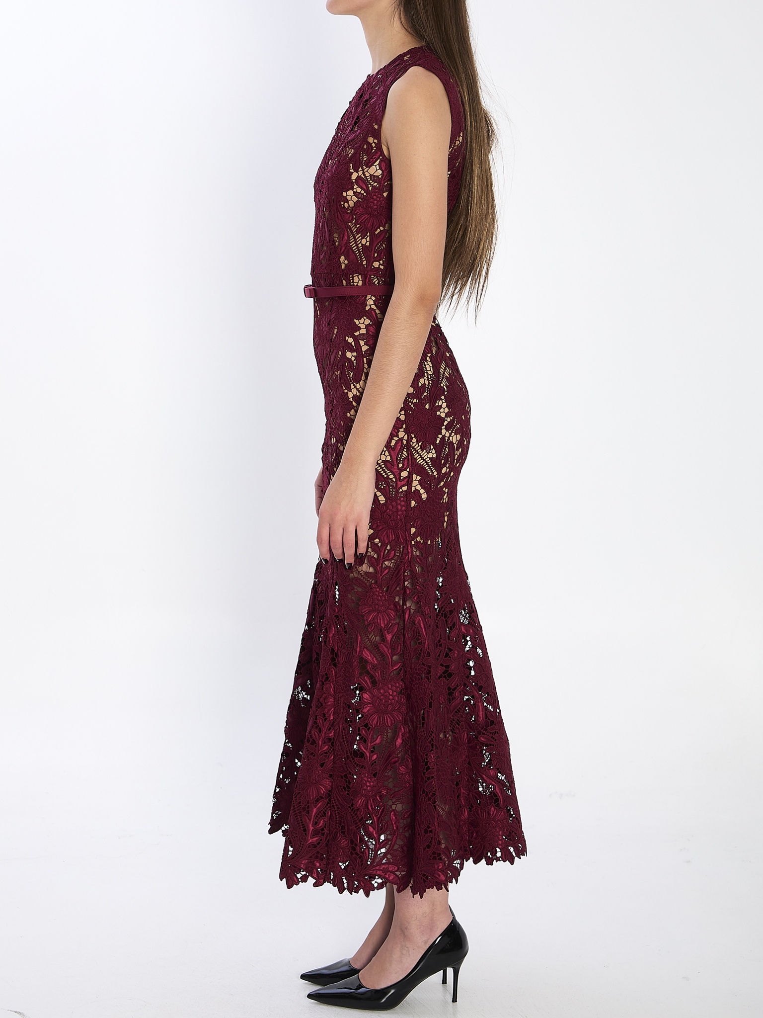 [SELF PORTRAIT] Sleeveless dress SS26 RS26167MA__BURGUNDY